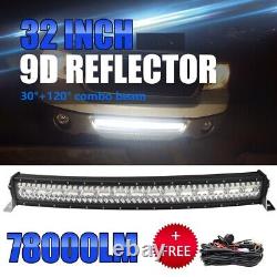 10D TRi-Row 32Inch 1800W Curved LED Light Bar Spot Flood Offroad 34 35 Wire