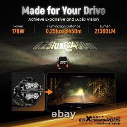 178W Glossy Black LED Driving Pod Lights For Off Road SUV White Amber DRL IP68