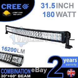 30 180w Curved Cree LED Light Bar Combo IP68 Driving Light Off Road 4WD Boat