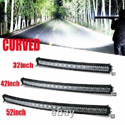 32'' 42'' 52'' Curved Offroad LED Spot Flood Combo Driving Fog Work Light Bar