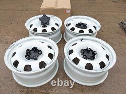 4 Genuine Land Rover Defender 18 White Steel Wheels + Hub Cover Dealer Take Off