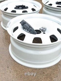 4 Genuine Land Rover Defender 18 White Steel Wheels + Hub Cover Dealer Take Off