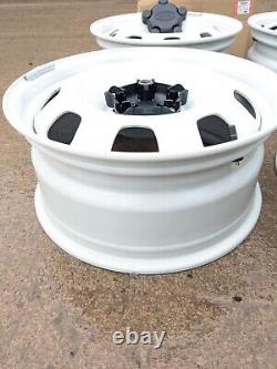 4 Genuine Land Rover Defender 18 White Steel Wheels + Hub Cover Dealer Take Off