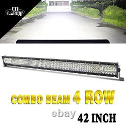 42 1550W LED Work Light Bar Quad Tri Row Spot Flood Driving OffRoad Truck 40