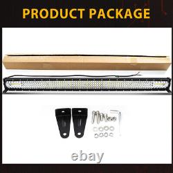 42 1550W LED Work Light Bar Quad Tri Row Spot Flood Driving OffRoad Truck 40