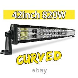 42 inch Dual Row Curved Led Work Light Bar Offroad Flood Spot Combo Roof Lamp