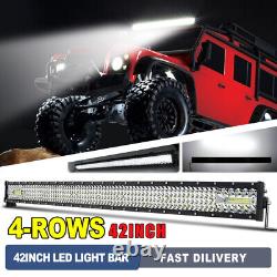 42INCH Quad Row LED Light Bar Spot Flood Offroad Work Driving Lamp ATV UTV Boat