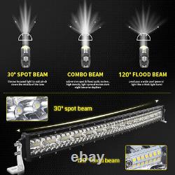 42Inch 2600W Curved Led Light Bar 3-Row Spot Flood Combo Offroad Driving Lamp