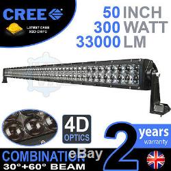 4D 52 300w Cree LED Light Bar Combo IP68 Driving Light Alloy Off Road 4WD Boat