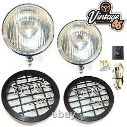 4X4 Off-Road Driving Lamps Wipac 6 Stainless Steel Grilles 100w + Wiring Kit