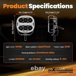 5 Inch Universal 60W LED Driving Light Off-Road Spot Flood White Amber IP67