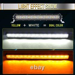 50Inch 3132W Led Work Light Bar Combo Offroad Boat Amber& White 2-Color Curved