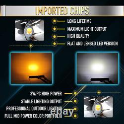 50Inch 3132W Led Work Light Bar Combo Offroad Boat Amber& White 2-Color Curved