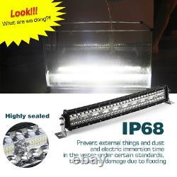 52 Straight LED Light Bar Driving Lamp Wiring Kit Flood Spot Offroad 4'' Pods