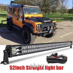 52inch LED Light Bar Spot Flood Combo Offroad For Land Rover Defender 90 110 130