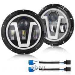 7-Inch LED Headlight White/Amber For Land Rover Defender 90 110 Off-Road Driving