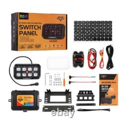 AUXBEAM 8 Gang RGB On/Off Switch Panel Toggle LED Light Circuit Relay System Kit