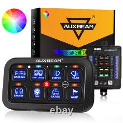 AUXBEAM 8 Gang RGB Switch Panel On-Off LED Switch Panel Circuit Control 12V/24V
