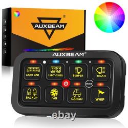 AUXBEAM 8 Gang RGB Switch Panel On-Off LED Switch Panel Circuit Control 12V/24V
