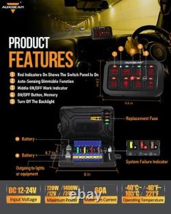 AUXBEAM 8 Gang RGB Switch Panel On-Off LED Switch Panel Circuit Control 12V/24V