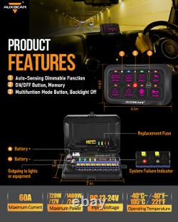 AUXBEAM Newest RGB 8 Gang On/Off/Remote Control Switch Light Set Circuit System