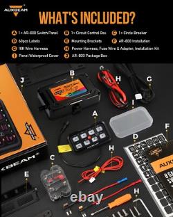AUXBEAM Newest RGB 8 Gang On/Off/Remote Control Switch Light Set Circuit System