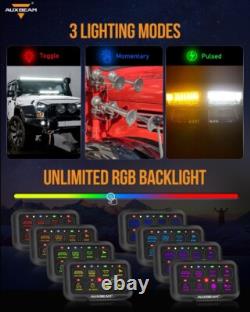 AUXBEAM RGB 8 Gang On/Off Panel APP Control Switch LED Circuit System 12V-24V