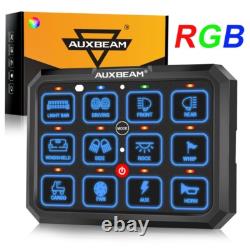 Auxbeam RGB 12 Gang Switch Panel on-off Toggle Momentary Pulsed Light Controller