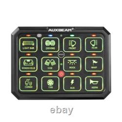 Auxbeam RGB 12 Gang Switch Panel on-off Toggle Momentary Pulsed Light Controller