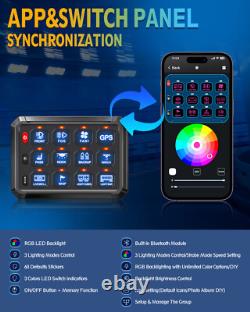 Braveway RGB 8 Gang Switch Panel LED Relay System Off-road bluetooth APP Control