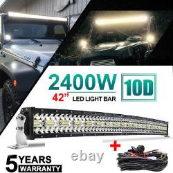Curved 42inch Led Work Light Bar Flood Spot Combo Offroad Lamp Boat 4WD ATV+Wire