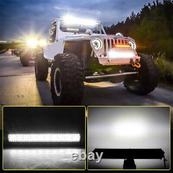 Curved 52 LED Light Bar Roof Mount Spot Flood Tri-Row For Offroad Driving Truck