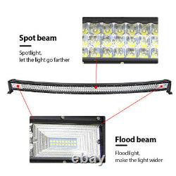 Curved LED Light Bar 52 inch 675W 3-rows 7D Offroad Driving Fog Lamp & Wire