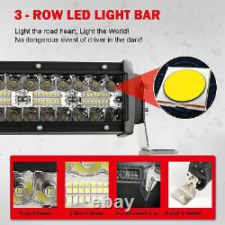Curved Tri Row LED Light Bar Spot Flood Driving Offroad 52/50/42/32/22'' +wiring