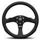 Genuine Momo Competition 350mm black leather steering wheel. Race Track Rally