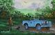 Mal Burton Original Oil Painting Off Out With The Dog In The Land Rover