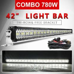 Offroad 42Inch LED Work Light Bar Spot Flood Combo Straight Roof Fog Lamp + Wire