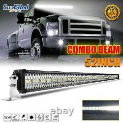 Offroad 52 LED Work Light Bar Straight Flood Spot Combo Truck Roof Driving 50