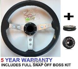 Quick Release Classic Steering Wheel & Boss Kit For Land Rover Honda Rover 200