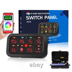 RGB 8 Gang ON/OFF Switch Panel Circuit Control Box LED Light Bar Marine Boat Car