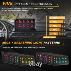 RGB 8 Gang Switch Panel On-Off LED Circuit Control For Jeep Off-Road UTV Marine