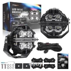Round LED Work Lights 178W Spot Beam DRL White Amber Off Road Driving Pod Light