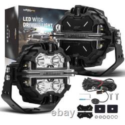 Round LED Work Lights 178W Spot Beam DRL White Amber Off Road Driving Pod Light