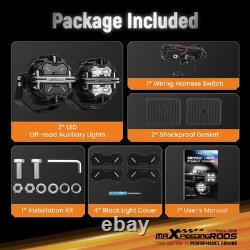 Round LED Work Lights 178W Spot Beam DRL White Amber Off Road Driving Pod Light