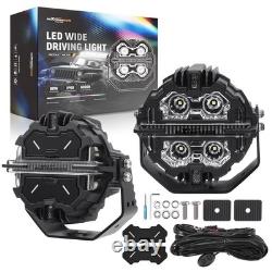 Round LED Work Lights 178W Spot Beam DRL White Amber Off Road Driving Pod Light