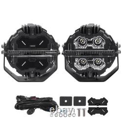 Round LED Work Lights 178W Spot Beam DRL White Amber Off Road Driving Pod Light