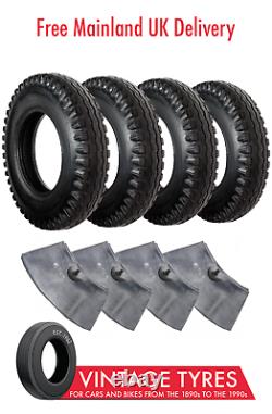 Set of 4 Avon Traction Mileage 600-16 6.00-16C Tyres & Inner Tubes Land Rover