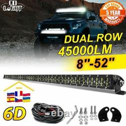 Slim 6D 52 Led Work Light Bar Spotlight Offroad 2-Rows For LAND ROVER DEFENDER