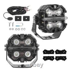 Square LED Auxiliary Driving Lights For Off Road 4WD SUV ATV 270° Beam 19200LM