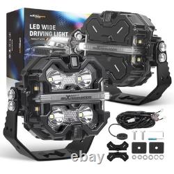 Square LED Auxiliary Driving Lights For Off Road 4WD SUV ATV 270° Beam 19200LM